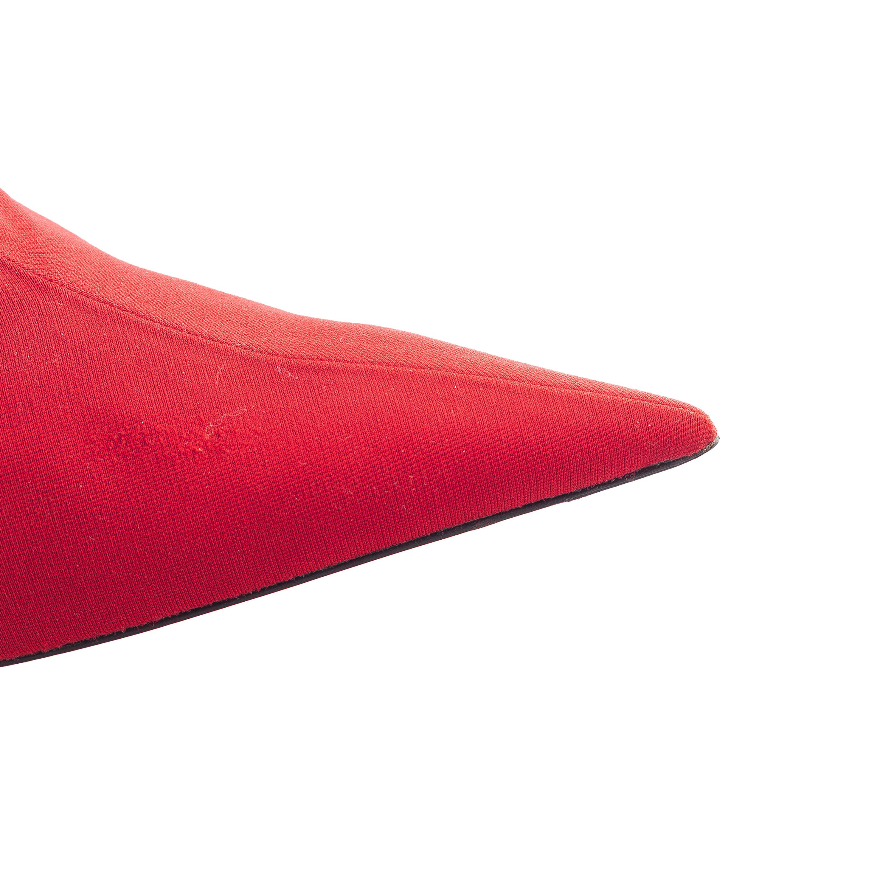 Balenciaga Balenciaga Red Fabric Knife Pointed Toe Sock Mid Calf Boots Size US 7 / IT 37 - 6 Thumbnail