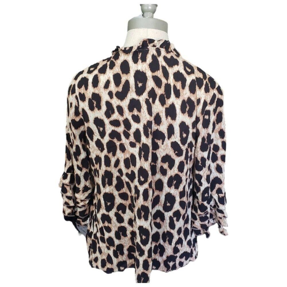 Designer CT764 Ethyl Animal Print Blouse with Ruffle Sleeve S Size S / US 4 / IT 40 - 4 Thumbnail