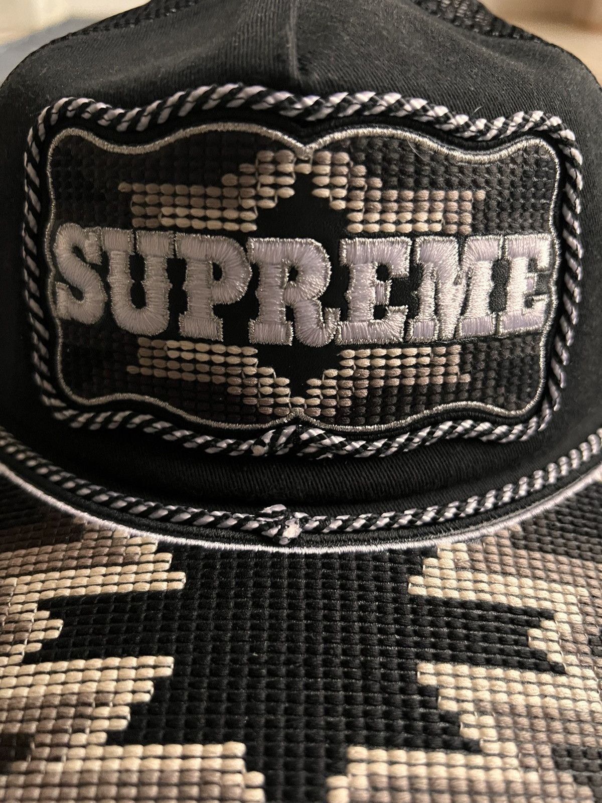 Supreme Supreme Western Embroidered Mesh Back 5-Panel Hat Cap Black Size ONE SIZE - 19 Thumbnail