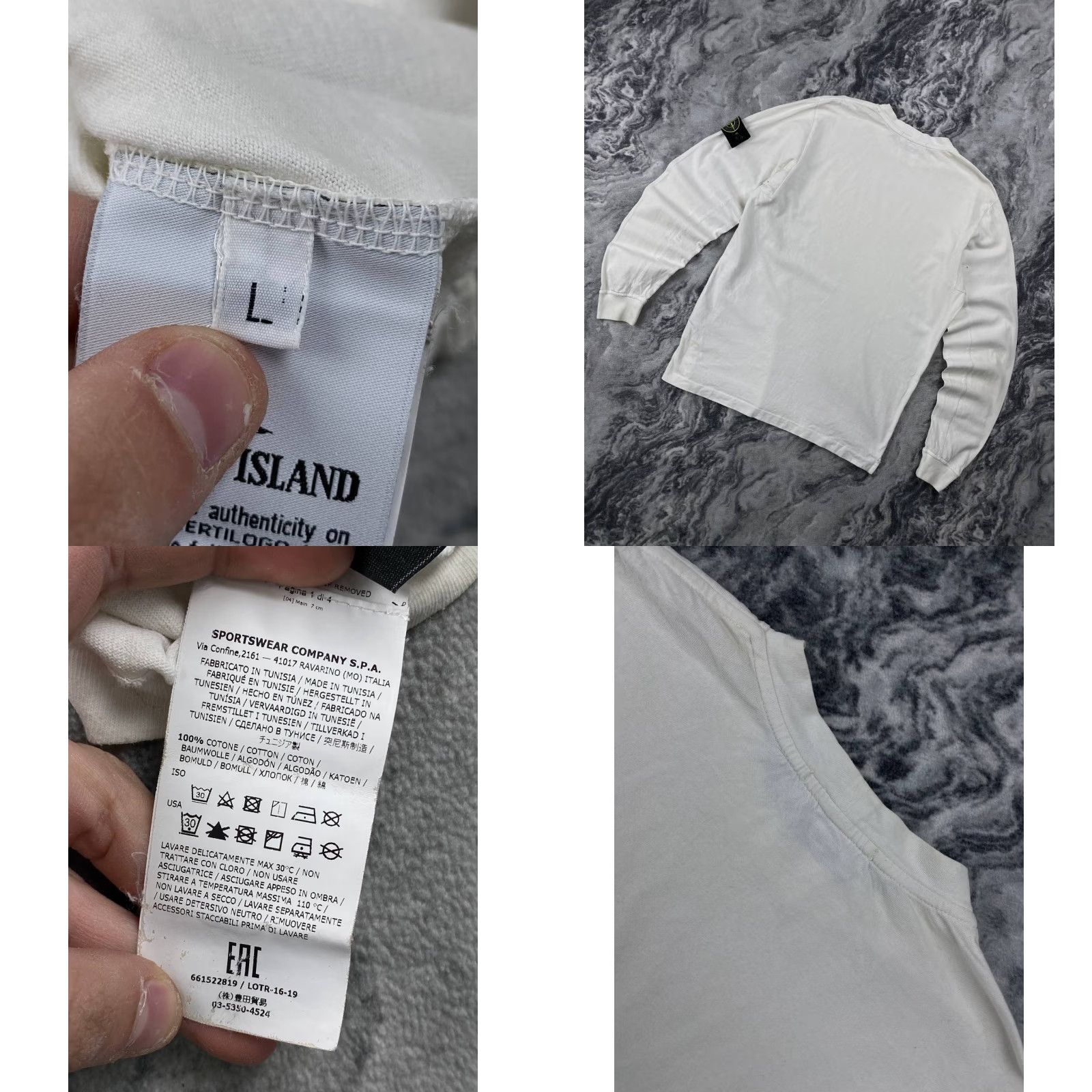 Stone Island Stone Island T-Shirt Long Sleeve Men L Beige Cotton Logo Crew Neck Size US L / EU 52-54 / 3 - 9 Thumbnail