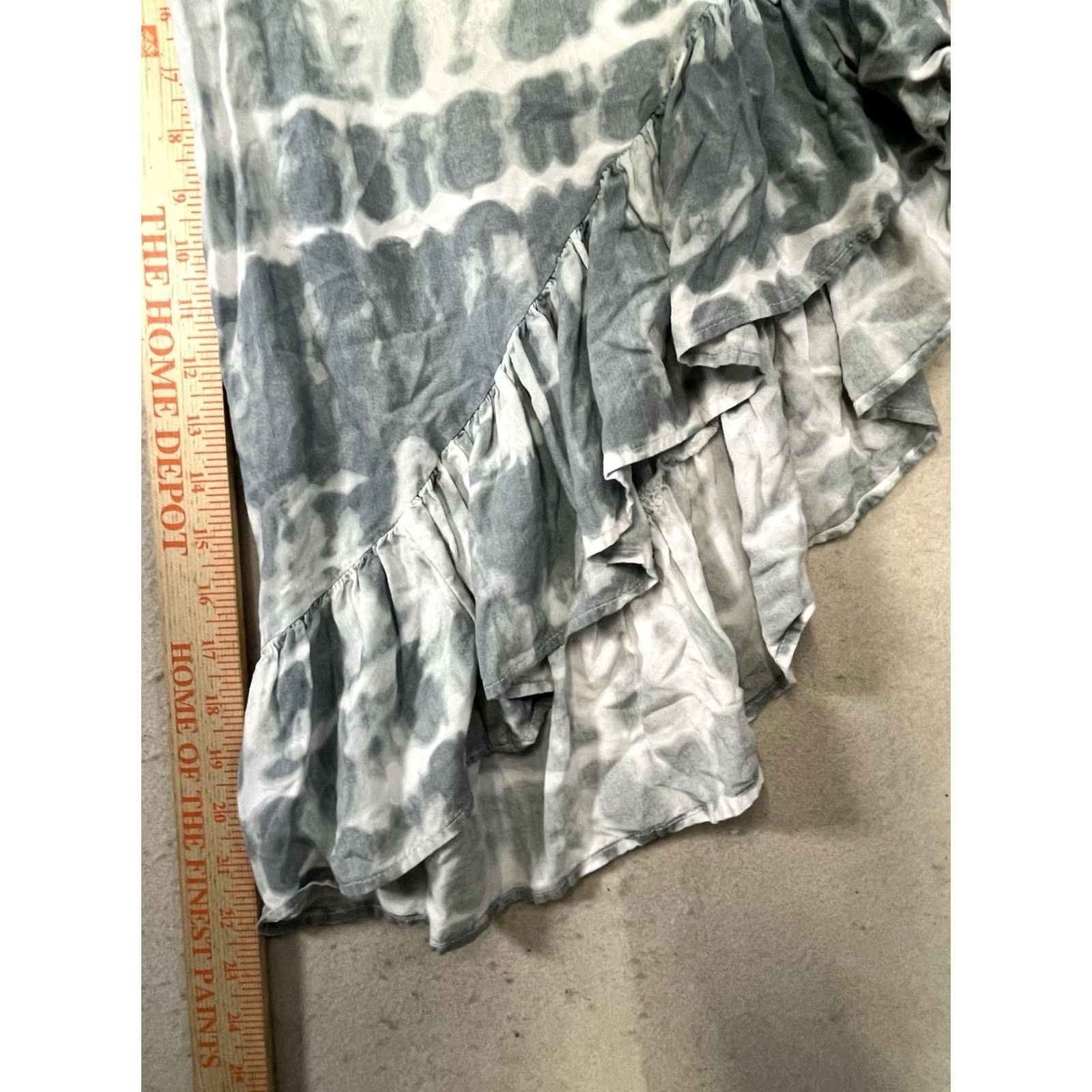 Vintage Japna Womens Tie-Dye Jumpsuit One-Piece XS Blue Ruffle Boho Wide-Leg Beach Hippie Size 26" / US 2 / IT 38 - 5 Thumbnail