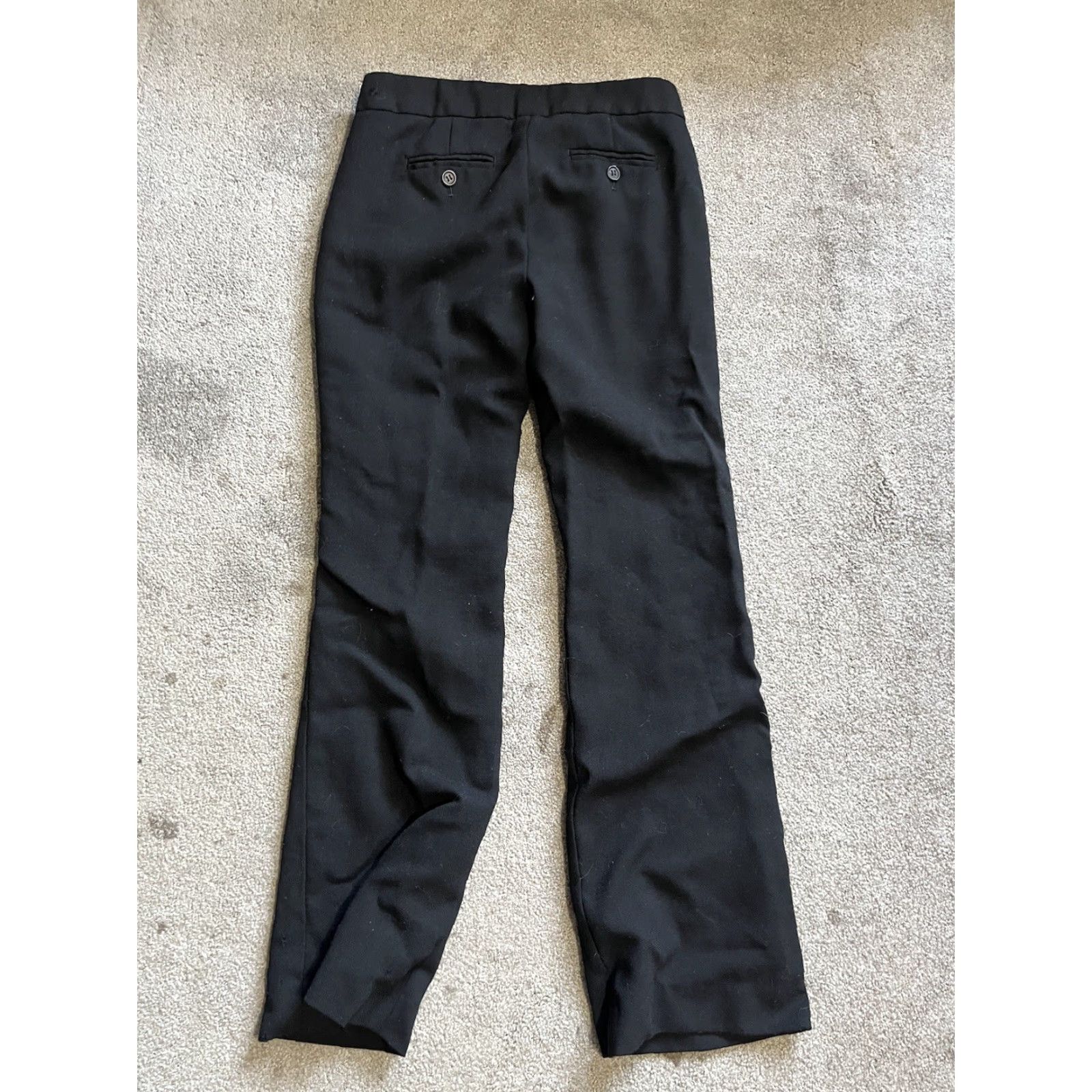 J.Crew j.crew Womens Petite 0P Wool Dress Pants Solid Black Straight Leg Size 25" / US 0 / IT 36 - 3 Thumbnail