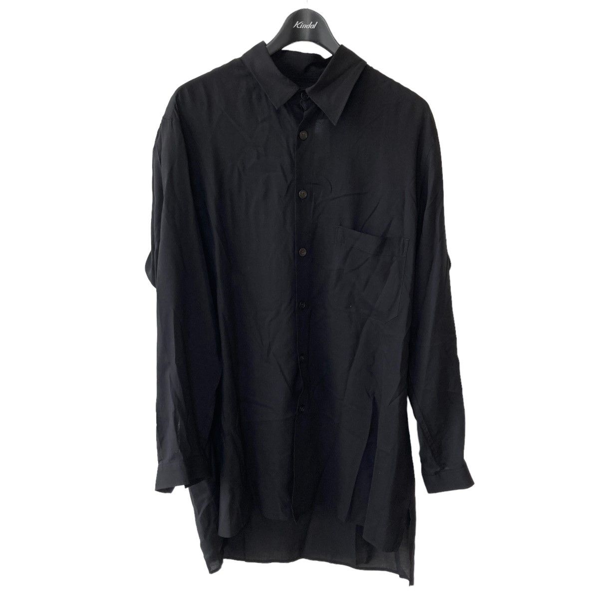 image of Yohji Yamamoto Pour Homme Collar Asymmetrical Shirt in Black, Men's (Size Medium)