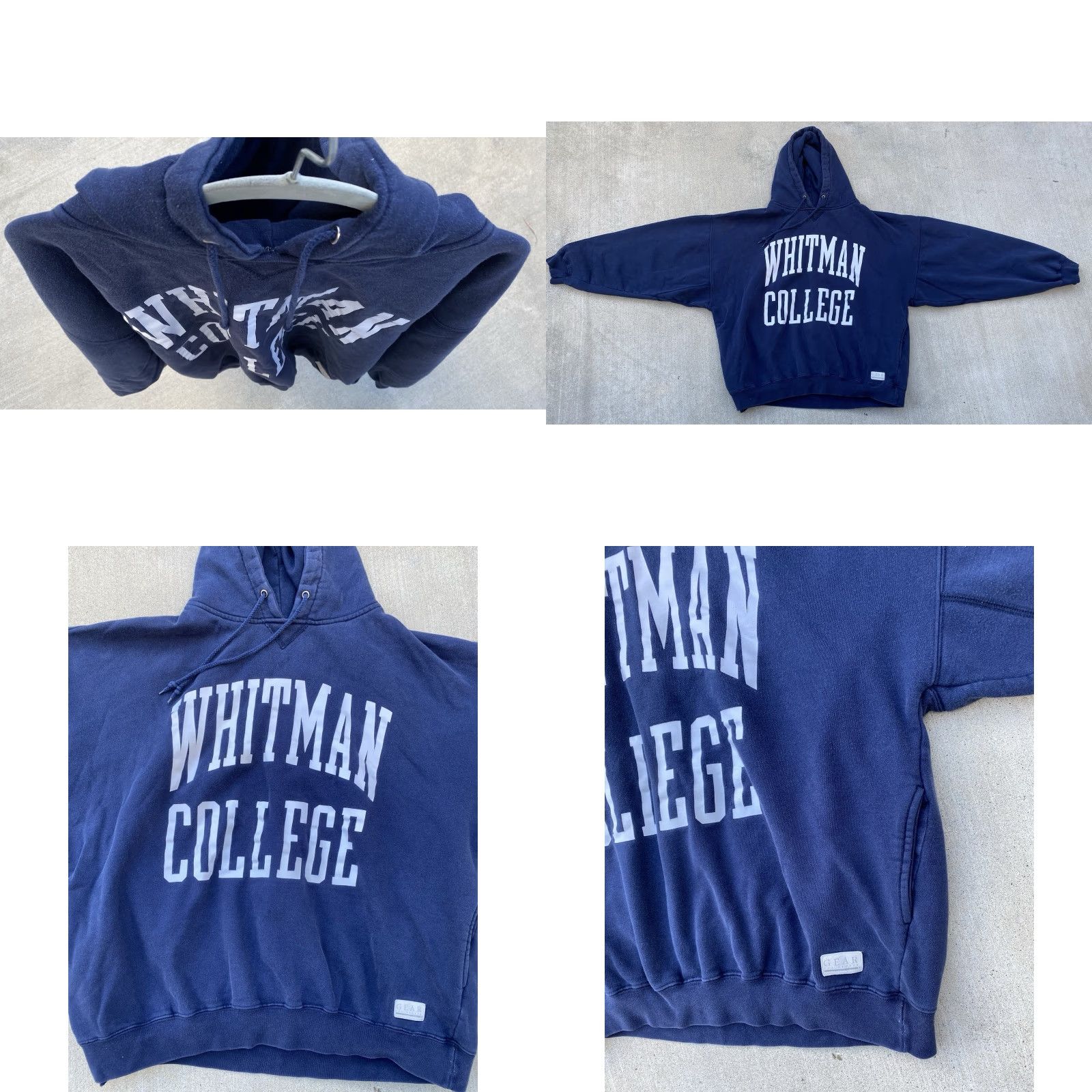 Vintage VINTAGE Gear For Sports Whitman College Hoodie Sweatshirt Navy Blue 2XL Mens Pullover Hooded Graphic Print Pockets Size US XXL / EU 58 / 5 - 9 Thumbnail