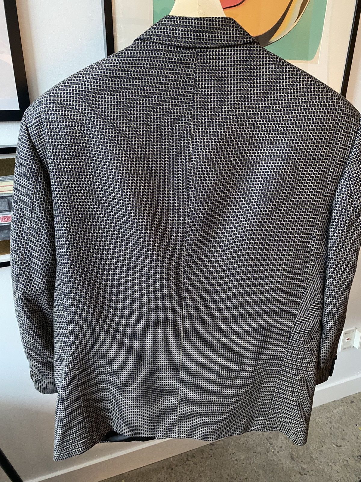 Holt Renfrew Holt Renfrew 100% Silk VTG Blazer Suit Jacket Blue/Tan 42R Size 42R - 9 Thumbnail