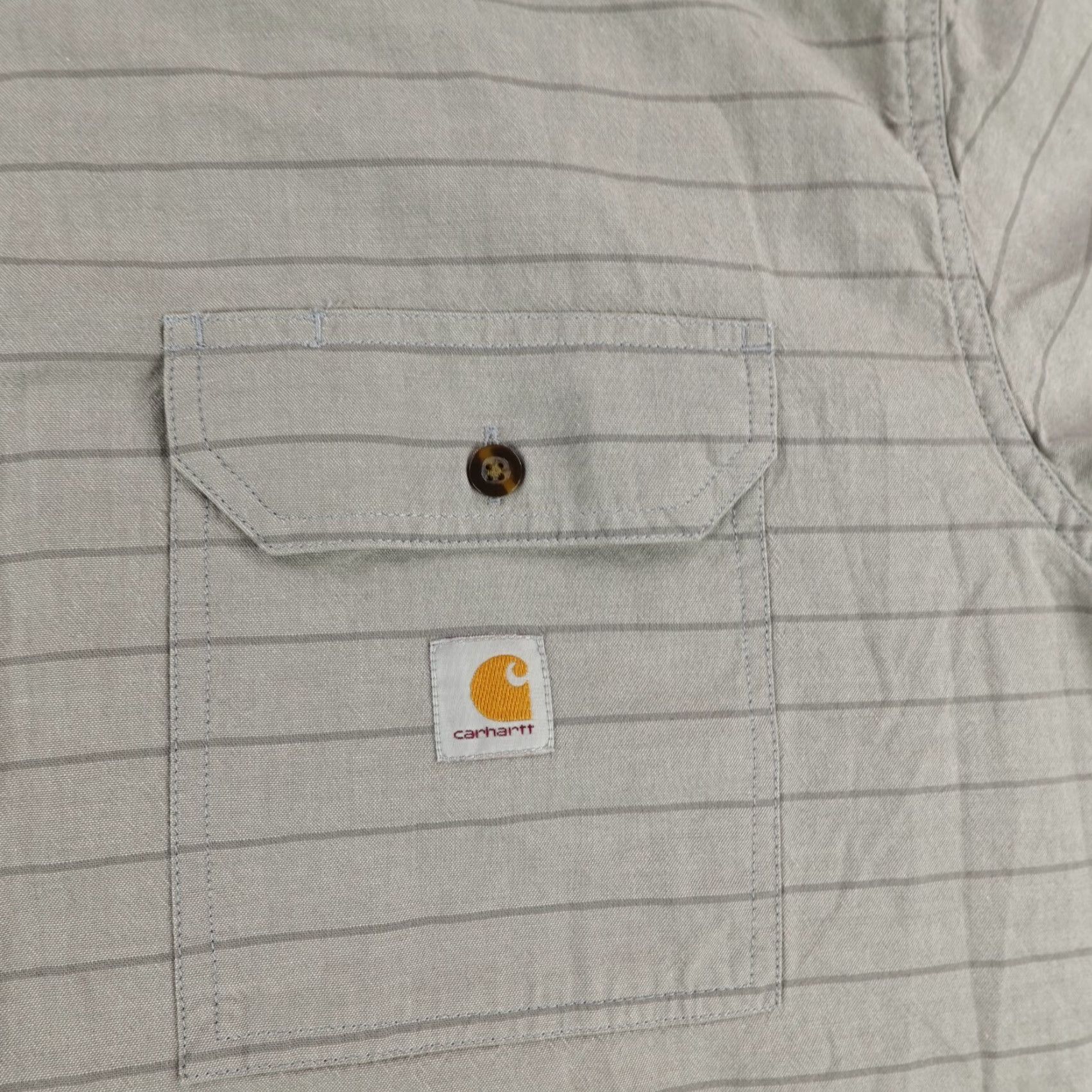 Carhartt VINTAGE Carhartt Men's 2XL Shirt Short Sleeve Casual Workwear Cotton Woven Gray Stripes Button Down Size US XXL / EU 58 / 5 - 3 Thumbnail