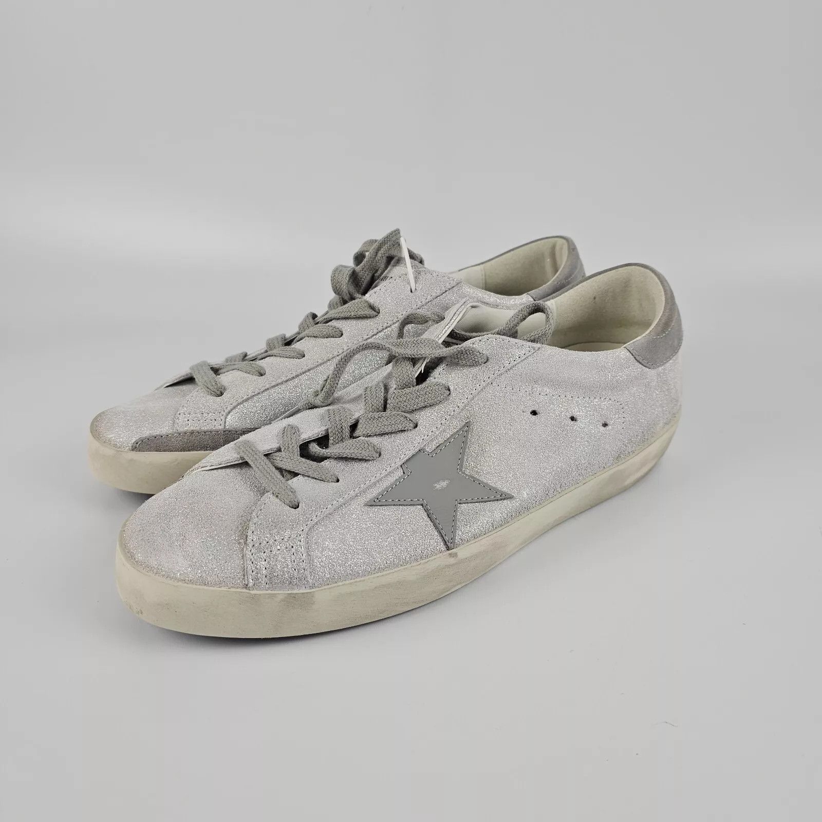 GOLDEN GOOSE Super-Star Silver Leather Sneakers