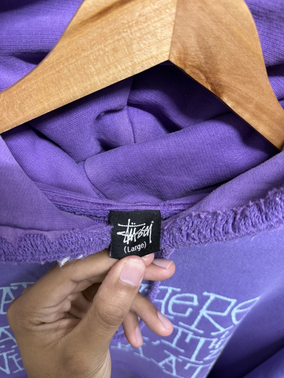 Stussy Distressed 2000s Stussy Wording Hoodie Size US L / EU 52-54 / 3 - 5 Thumbnail