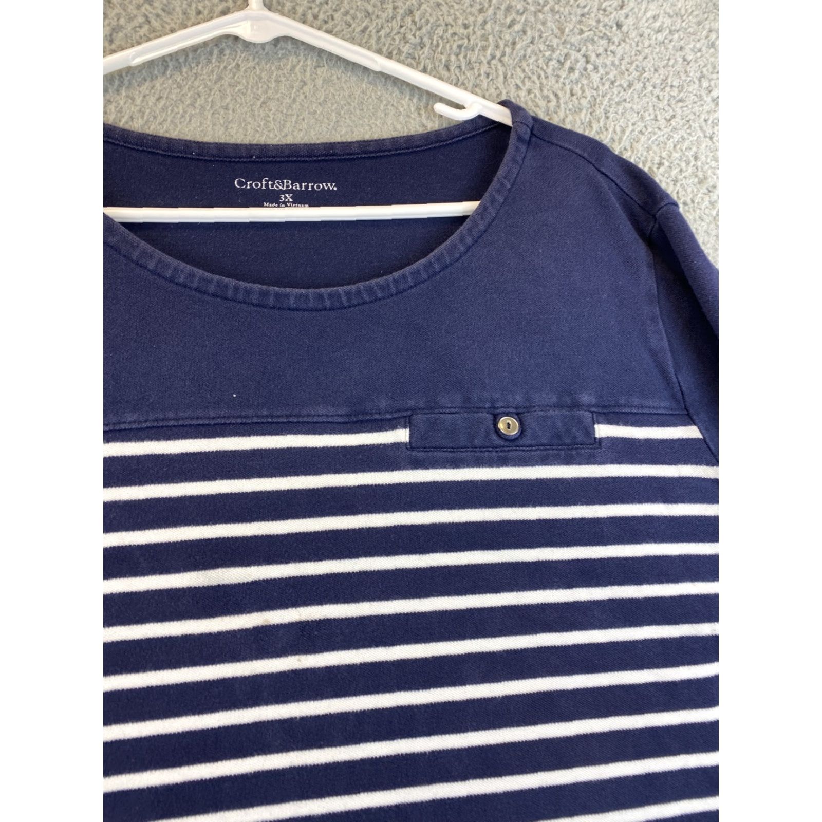 Croft & Barrow Womens Croft & Barrow Navy Blue Striped 3X 3XL Cotton Sweater 78-29 Size XXL / US 16-18 / IT 52-54 - 2 Thumbnail