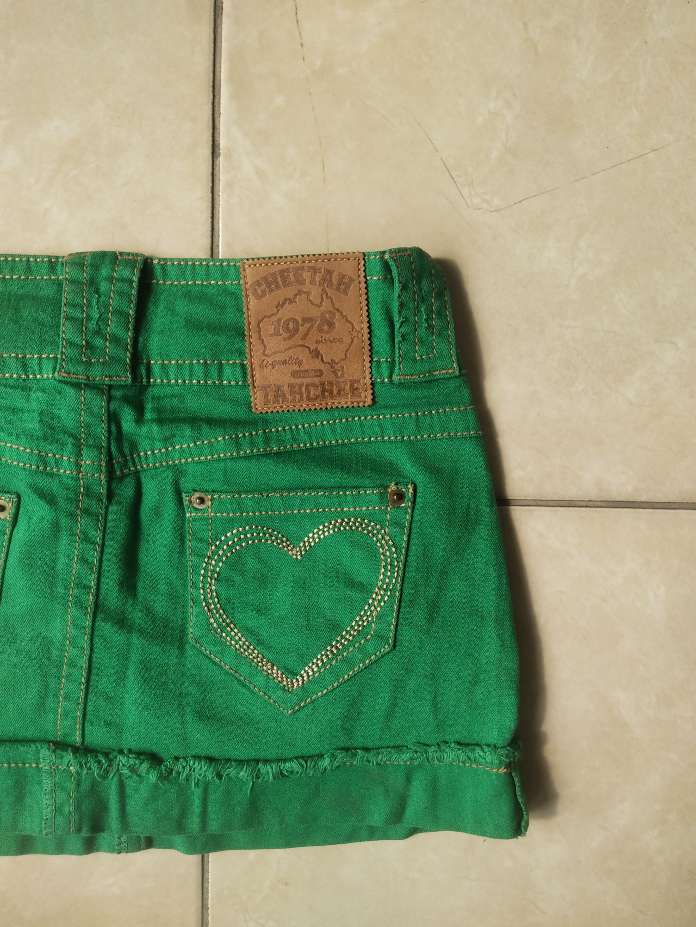 Hysteric Glamour Cheetah Tanchee Low-Rise Green Denim Mini Skirt Archive Y2K Size 26" / US 2 / IT 38 - 2 Thumbnail