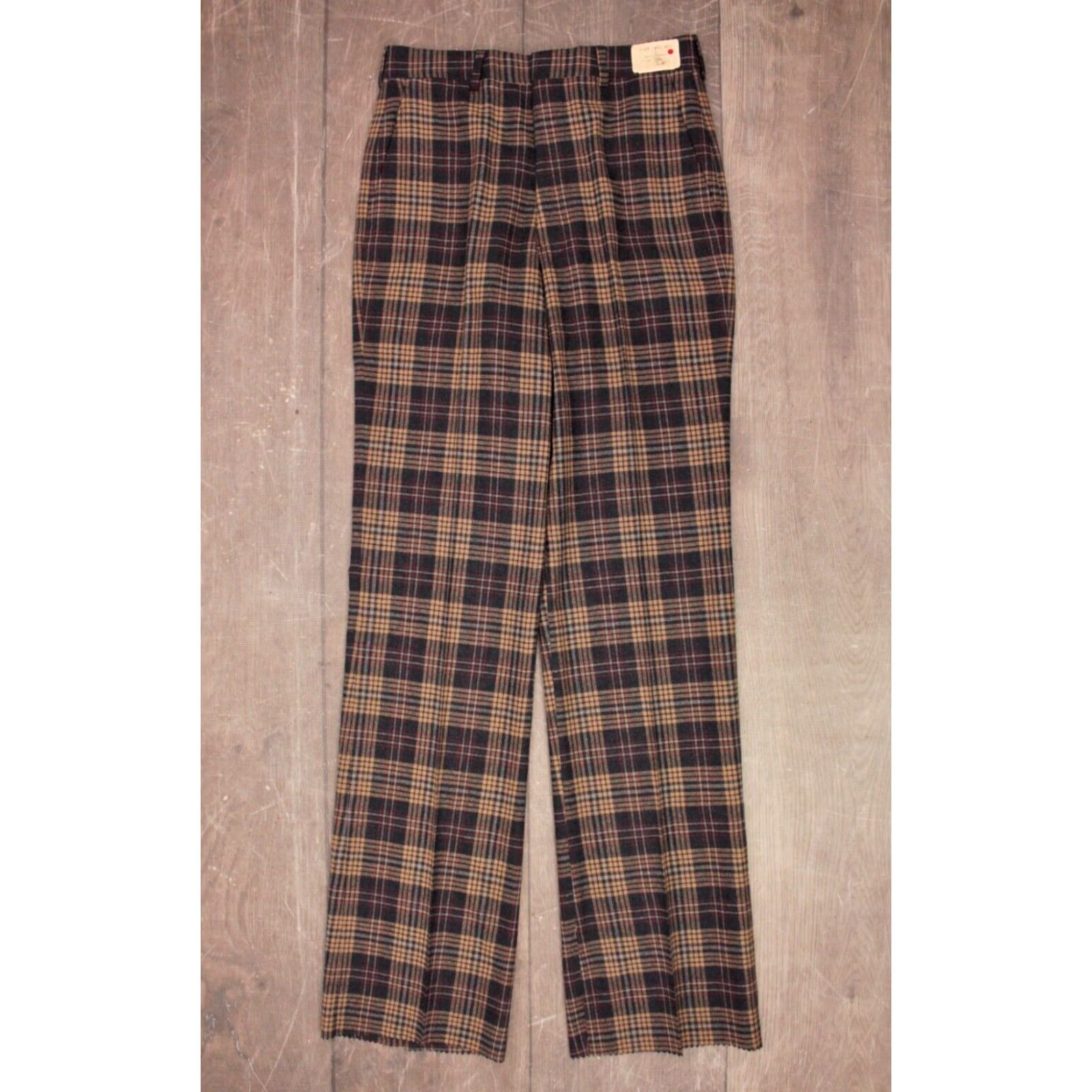 Vintage VINTAGE Men's VTG 1970s NOS Blue & Beige Plaid Pants Sz 30 70s Polyester Wool Disco Golf Pants Mens Regular 30 Blue 1970s Look Disco Size US 30 / EU 46 - 2 Thumbnail