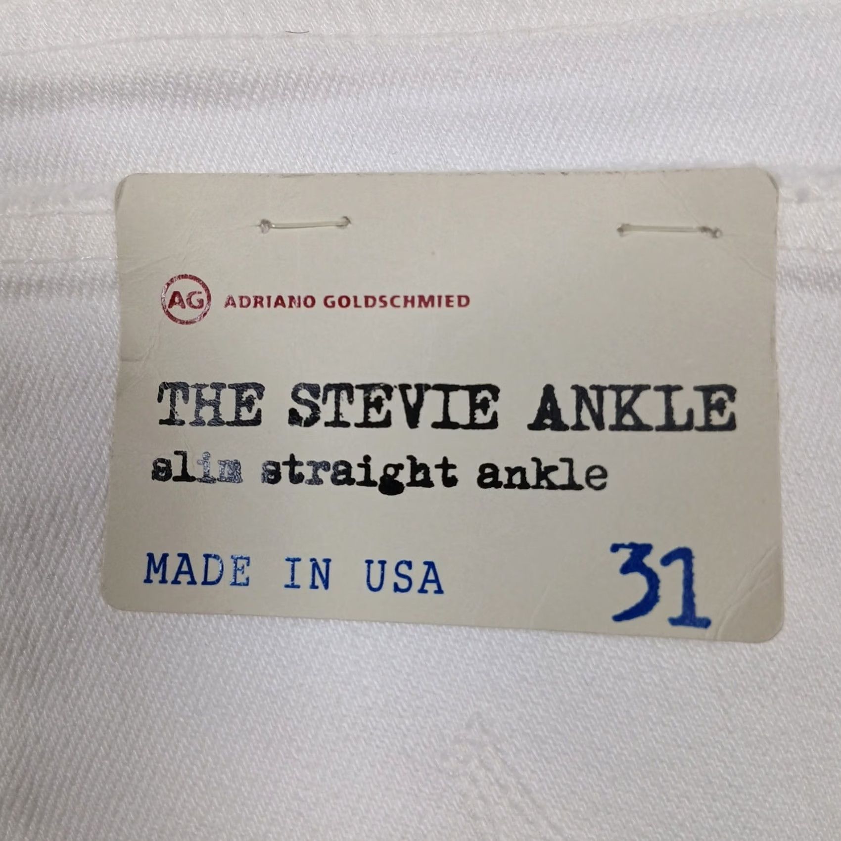 Vintage AG Adriano Goldschmied The Stevie Ankle Jeans Women's 31 White Slim Distressed Denim 28in Inseam Size 24" / US 00 / IT 34 - 4 Thumbnail