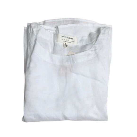 Anthropologie White Linen Drawstring Peplum Top Relaxed Summer Chic Blouse Size XS / US 0-2 / IT 36-38 - 4 Thumbnail