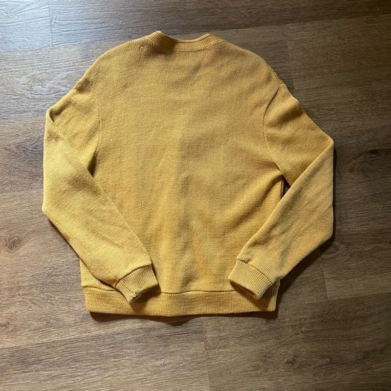 Towncraft × Vintage Vintage Yellow Towncraft Wool Knit / Lambskin Suede Cardigan Size US L / EU 52-54 / 3 - 5 Thumbnail