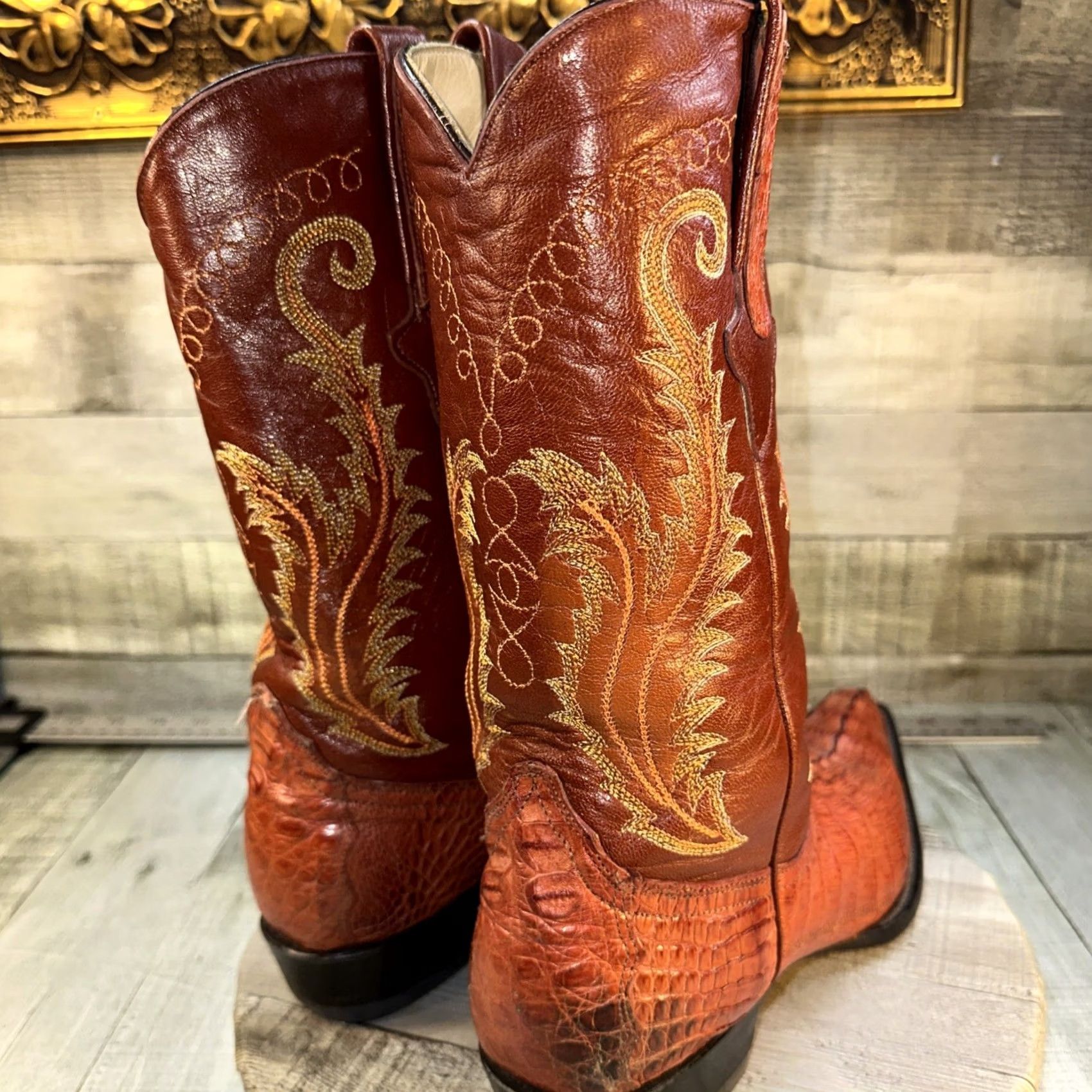 Vintage VINTAGE Cuadra Wild West Caiman Belly Cowboy Boots Men’s 8 USA Brown Leather Western USA 1904 Mens Boots Size US 8 / EU 41 - 3 Thumbnail