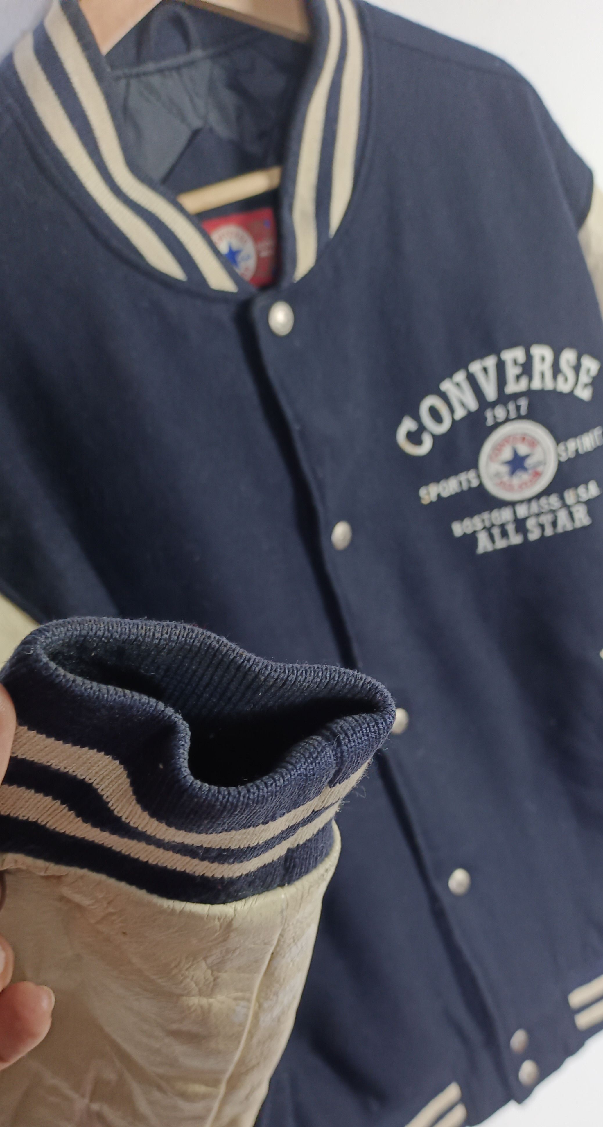 Converse CONVERSE Embroidery logo Leather Sleeve Varsity Jacket Size US XL / EU 56 / 4 - 9 Thumbnail