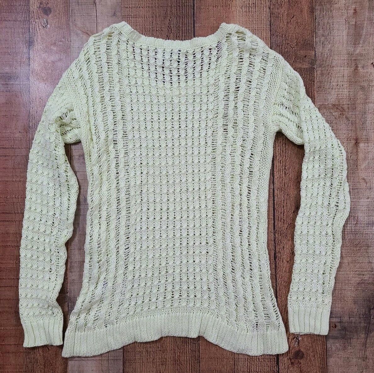 Designer American Eagle Sweater Medium Neon Yellow Crochet Loose Knit Size M / US 6-8 / IT 42-44 - 3 Thumbnail