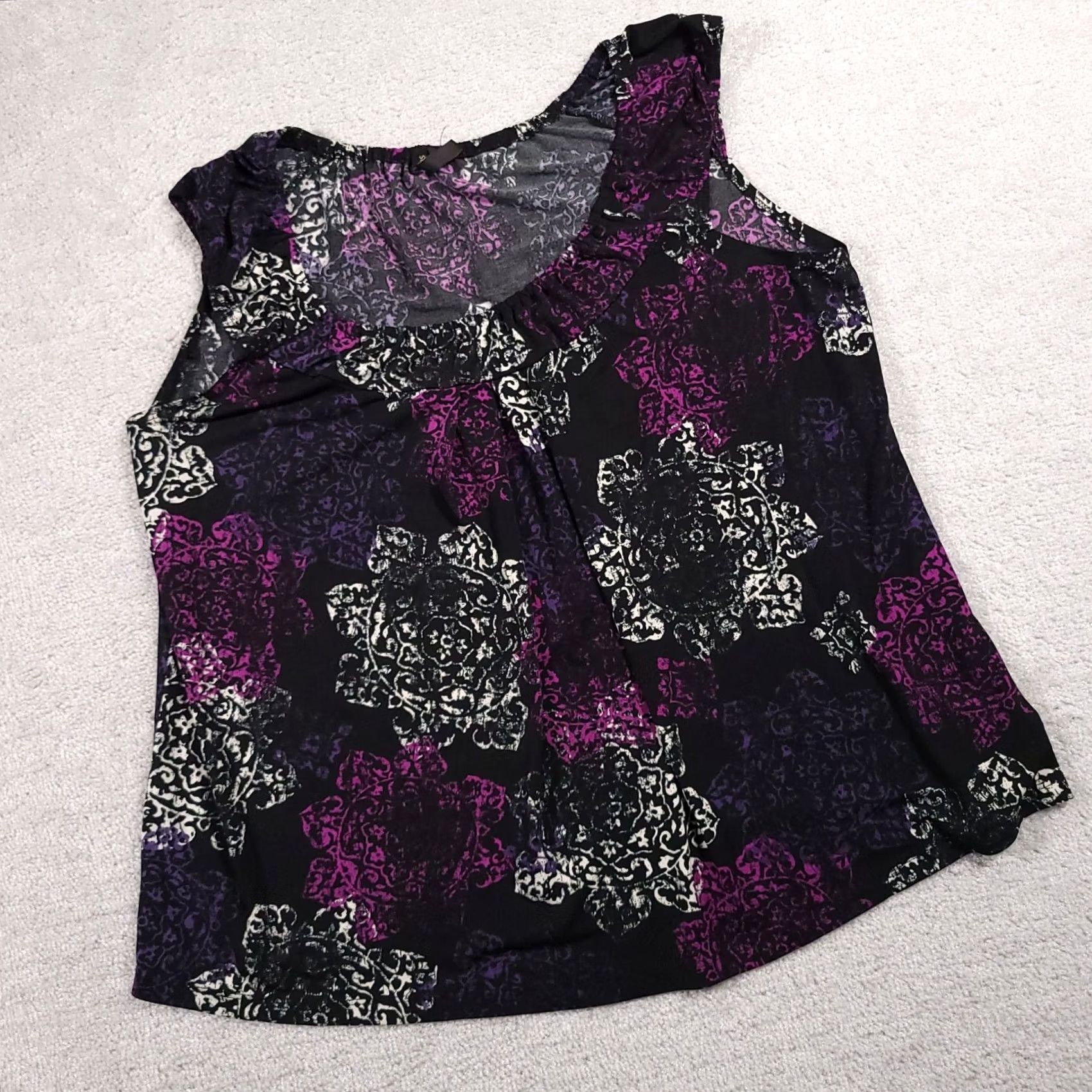 Vintage VINTAGE Susan Lawrence Shirt Plus 1X Purple Black Geometric USA Sleeveless Women's Size XL / US 12-14 / IT 48-50 - 2 Thumbnail