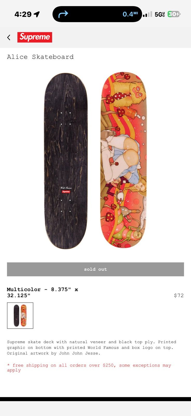 Supreme Supreme alice skateboard deck Size ONE SIZE - 2 Thumbnail