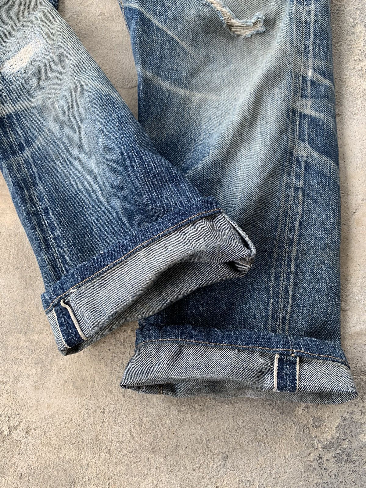 Full Count & Co. Vintage Full Count 0105 Selvedge Distressed Denim Size US 31 - 13 Thumbnail