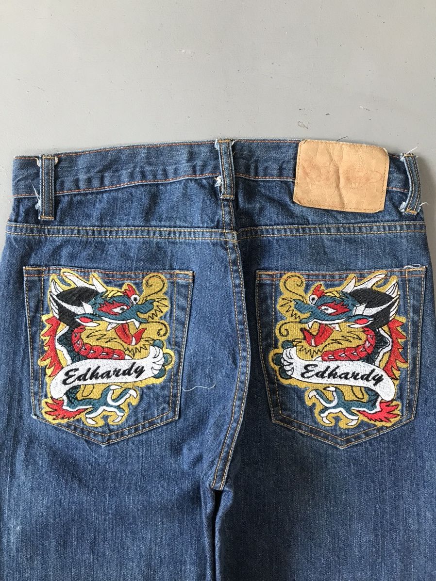Ed Hardy × Vintage Vintage Ed Hardy Dragon 🐉 Denim Size US 32 / EU 48 - 11 Thumbnail