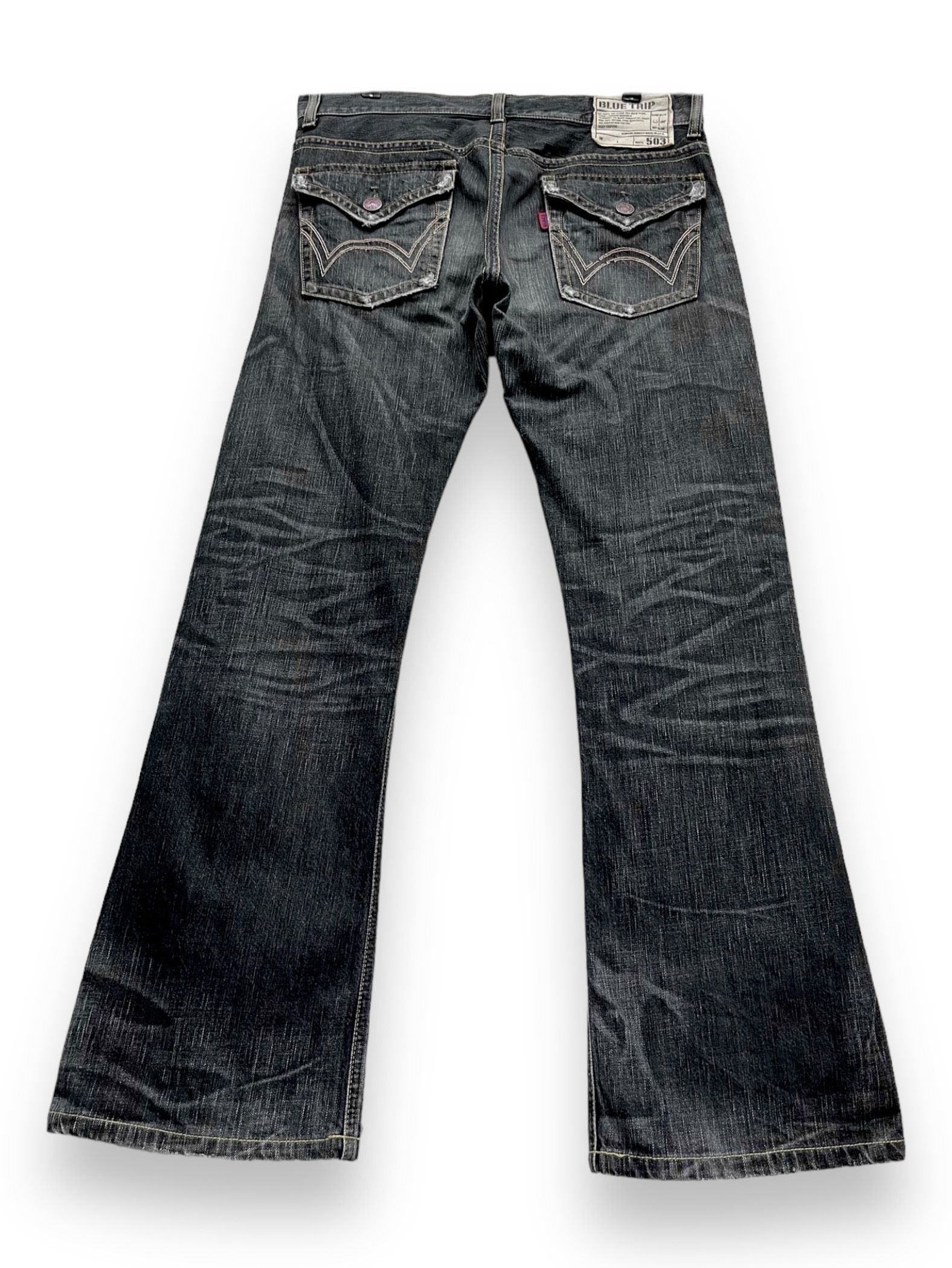 Edwin × If Six Was Nine × Le Grande Bleu (L.G.B.) FYE FLARE💥EDWIN BLUE TRIP Distressed Black MADE IN JAPAN💥 Size US 34 / EU 50 - 3 Thumbnail