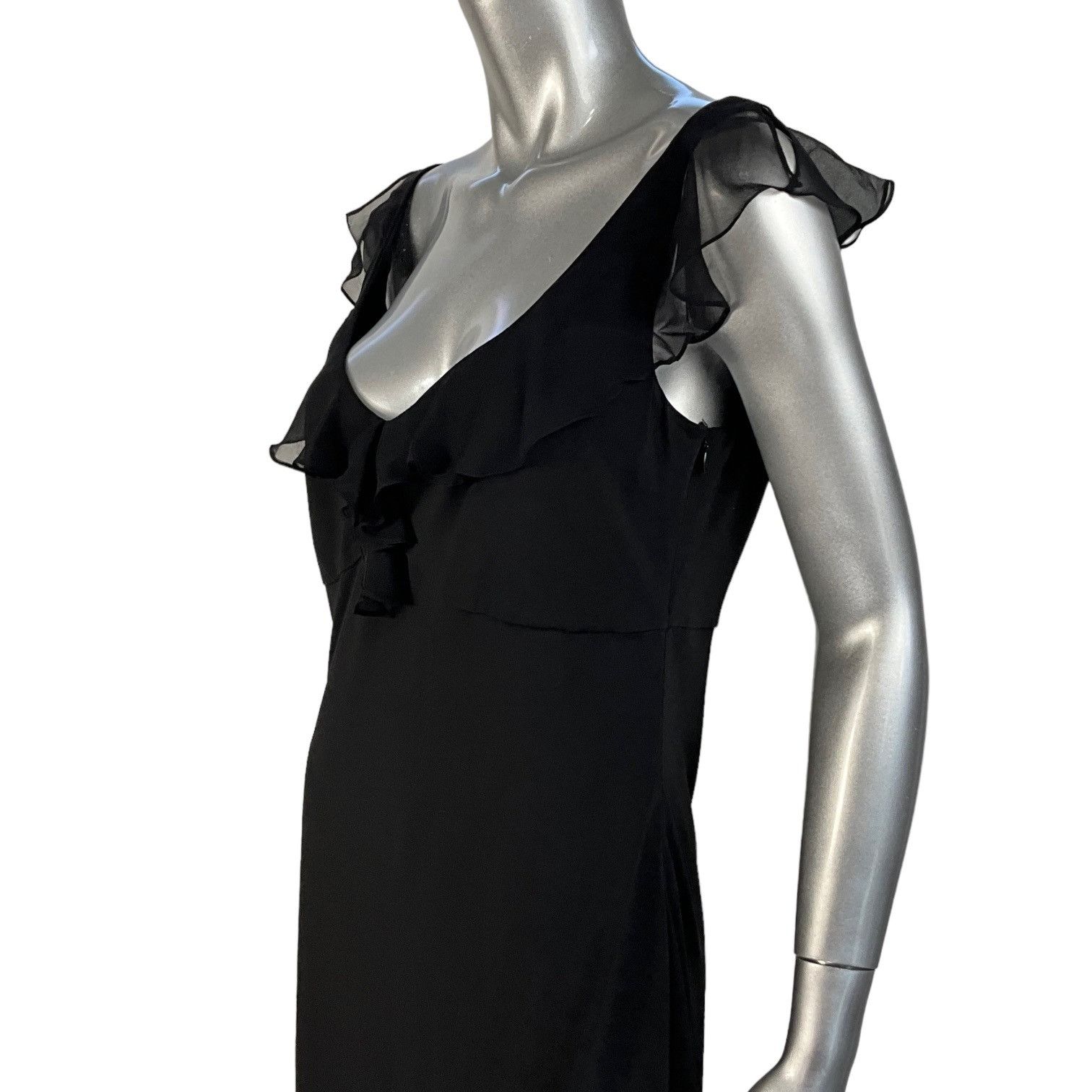 Elie Tahari Elie Tahari Maggie Silk Blend Black Midi Dress Size XL / US 12-14 / IT 48-50 - 9 Thumbnail