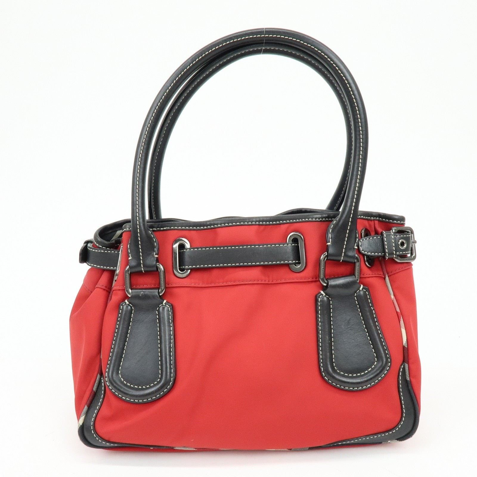 Burberry Burberry Blue Label Nova Plaid Nylon Leather Tote Red Size ONE SIZE - 2 Thumbnail