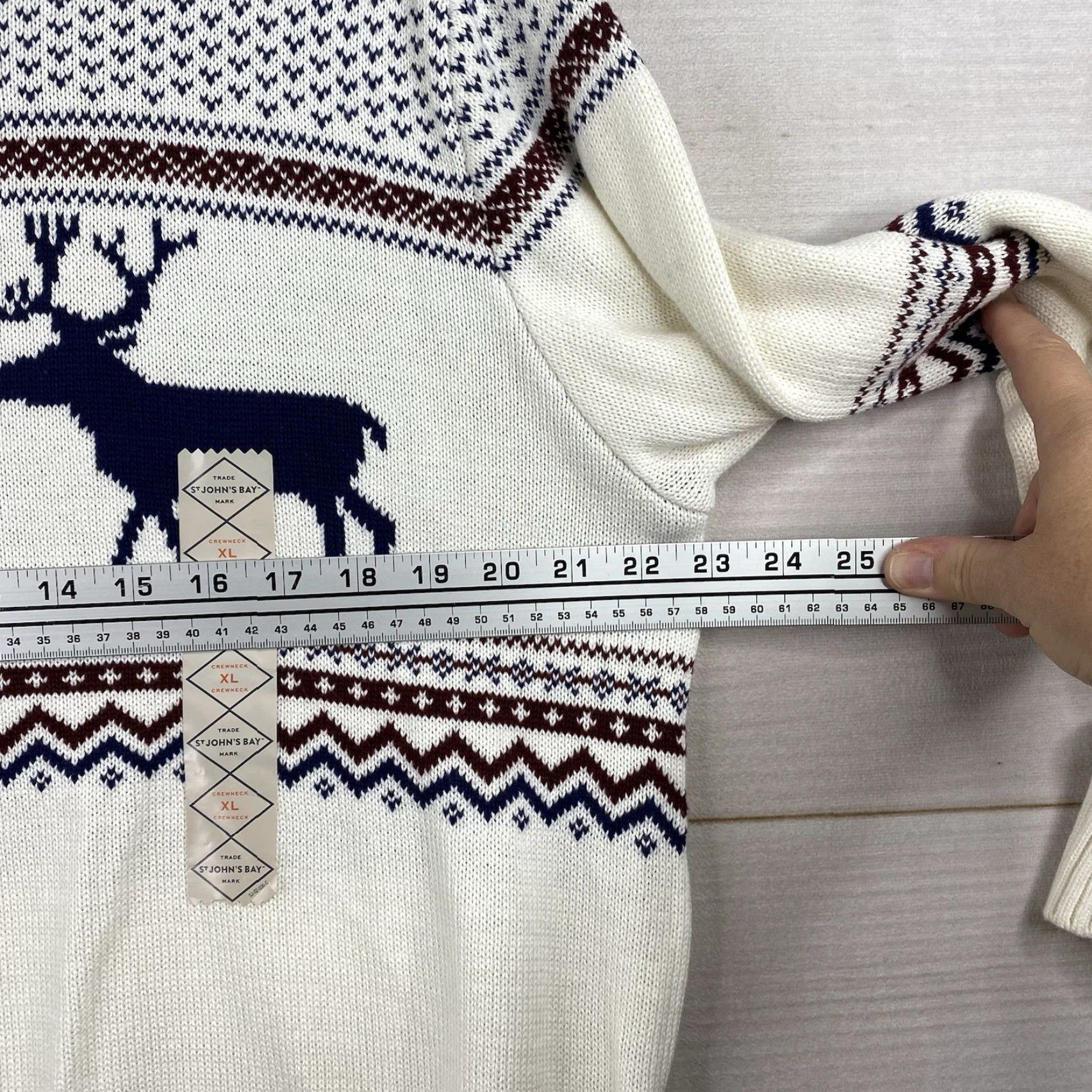 Vintage St. John's Bay Sweater Mens XL 100% Cotton Crew-Neck Pullover Deer Country NWT Size US XL / EU 56 / 4 - 5 Thumbnail