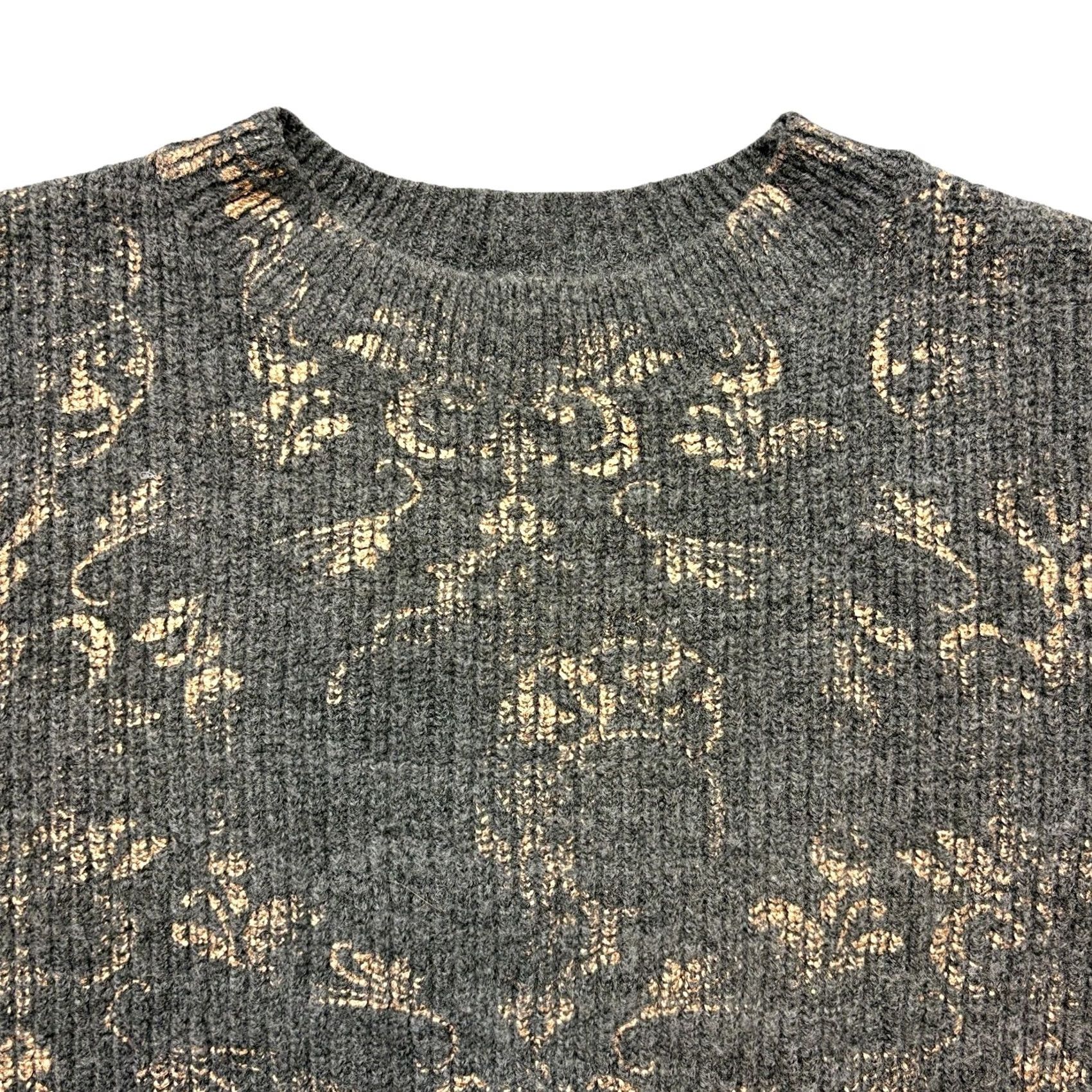 Vintage Revolve Stitches & Stripe Sweater S Gray Rose Gold Foil Print Crewneck Hi Low Pullover Women Size S / US 4 / IT 40 - 2 Thumbnail
