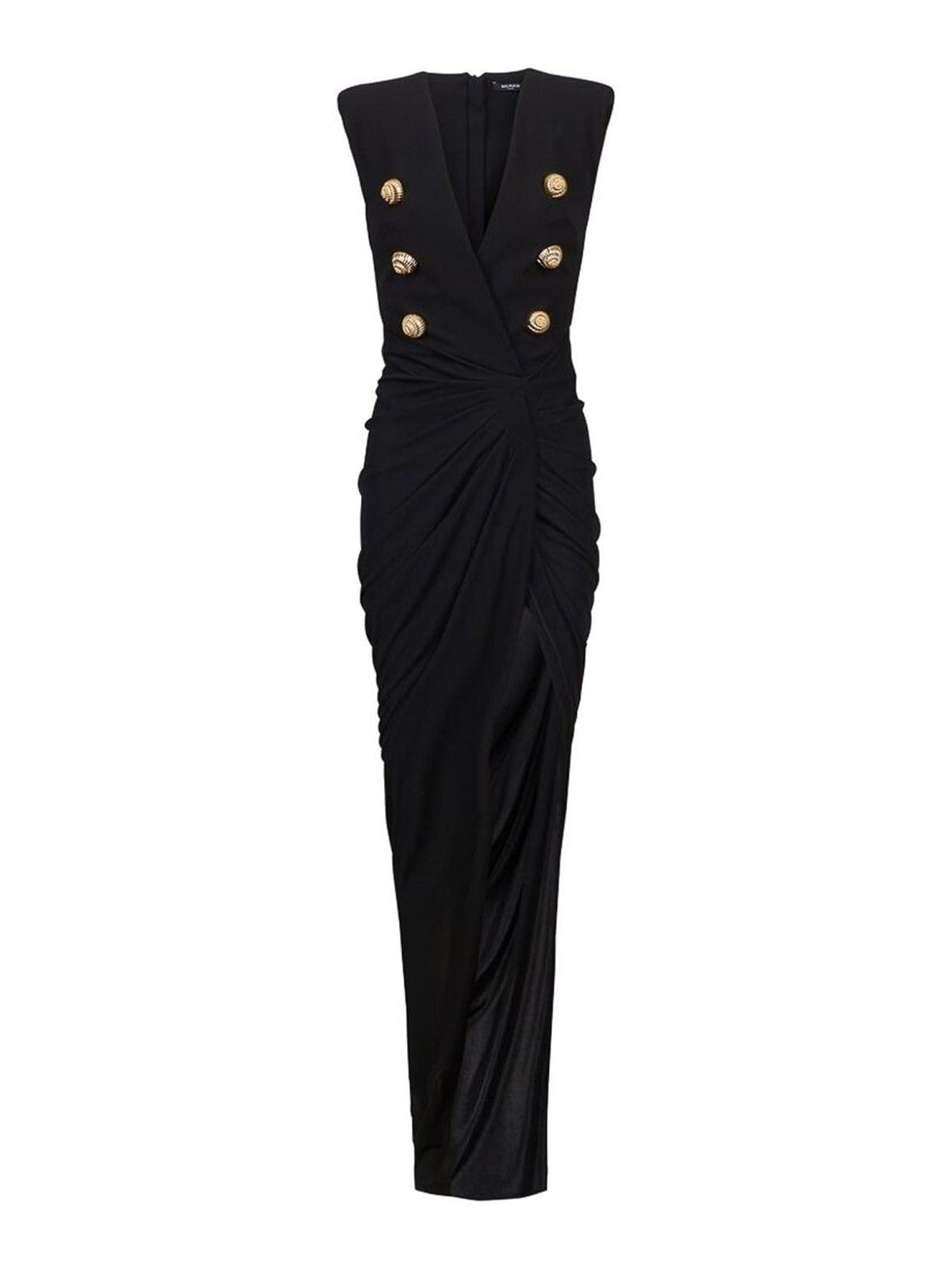 Balmain o1s1wg111025 Tailored Crepe Long Dress in Black Size S / US 4 / IT 40 - 1 Thumbnail