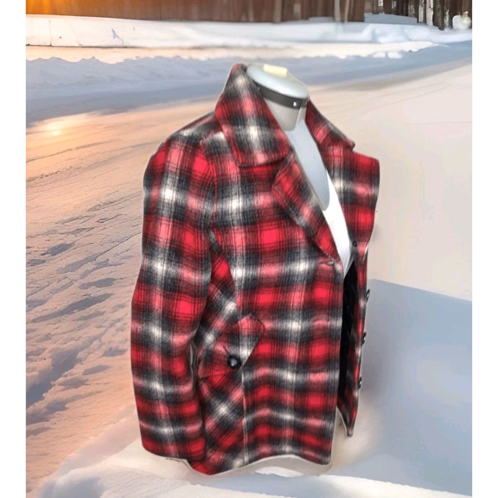 Vintage Woolrich Red Plaid Jacket Womens Medium Wool Quilted Overcoat Winter Outdoor Western Size M / US 6-8 / IT 42-44 - 7 Thumbnail