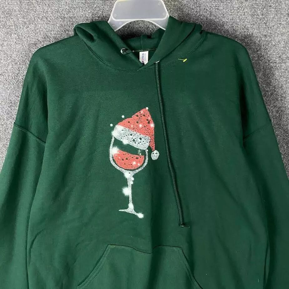 Jerzees Wine Glass Christmas Hoodie Men's 2XL Jerzees Cotton Blend Size US XXL / EU 58 / 5 - 2 Thumbnail