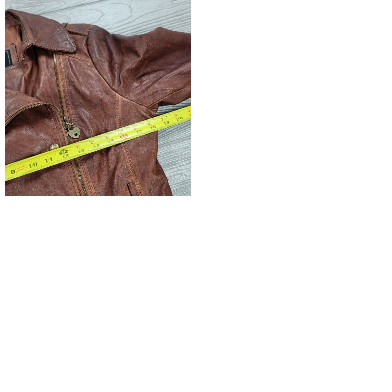 Guess GUESS Motorcycle Jacket Women Brown Full Zip Button Medium M Leather Look Size M / US 6-8 / IT 42-44 - 9 Thumbnail