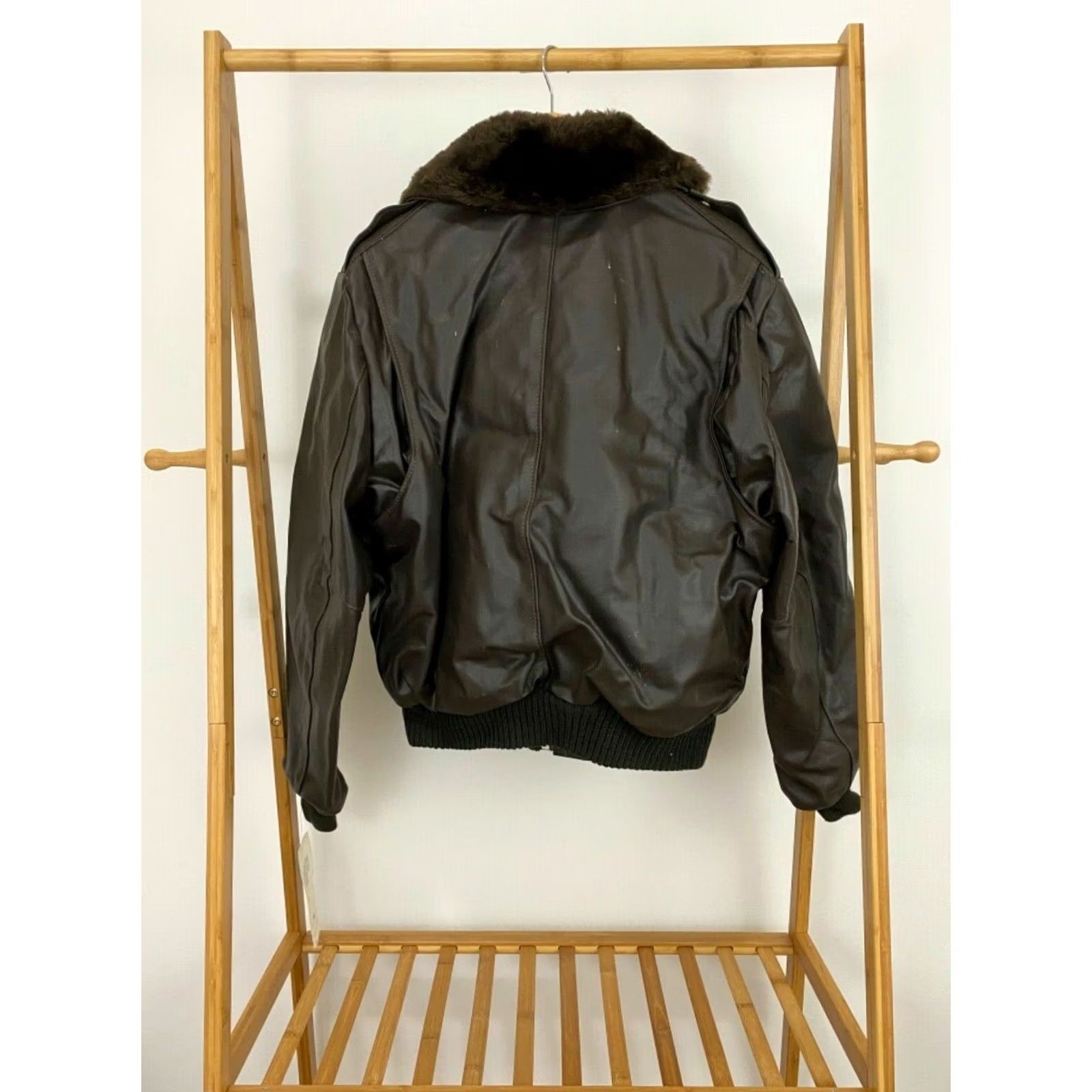 Vintage Excelled A2 G1 NTW VTG Faux Fur Flight Bomber Leather Jacket 46 Brown Mens Size US S / EU 44-46 / 1 - 2 Thumbnail