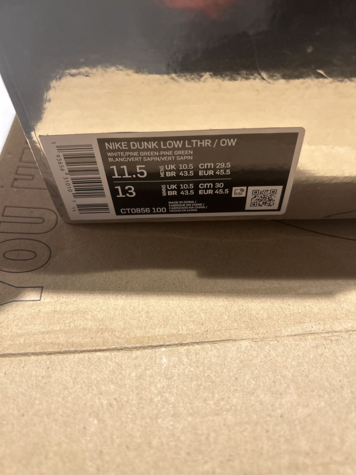 Nike × Off-White × Virgil Abloh Nike dunk low Off-White white/pine green Size US 11.5 / EU 44-45 - 7 Thumbnail