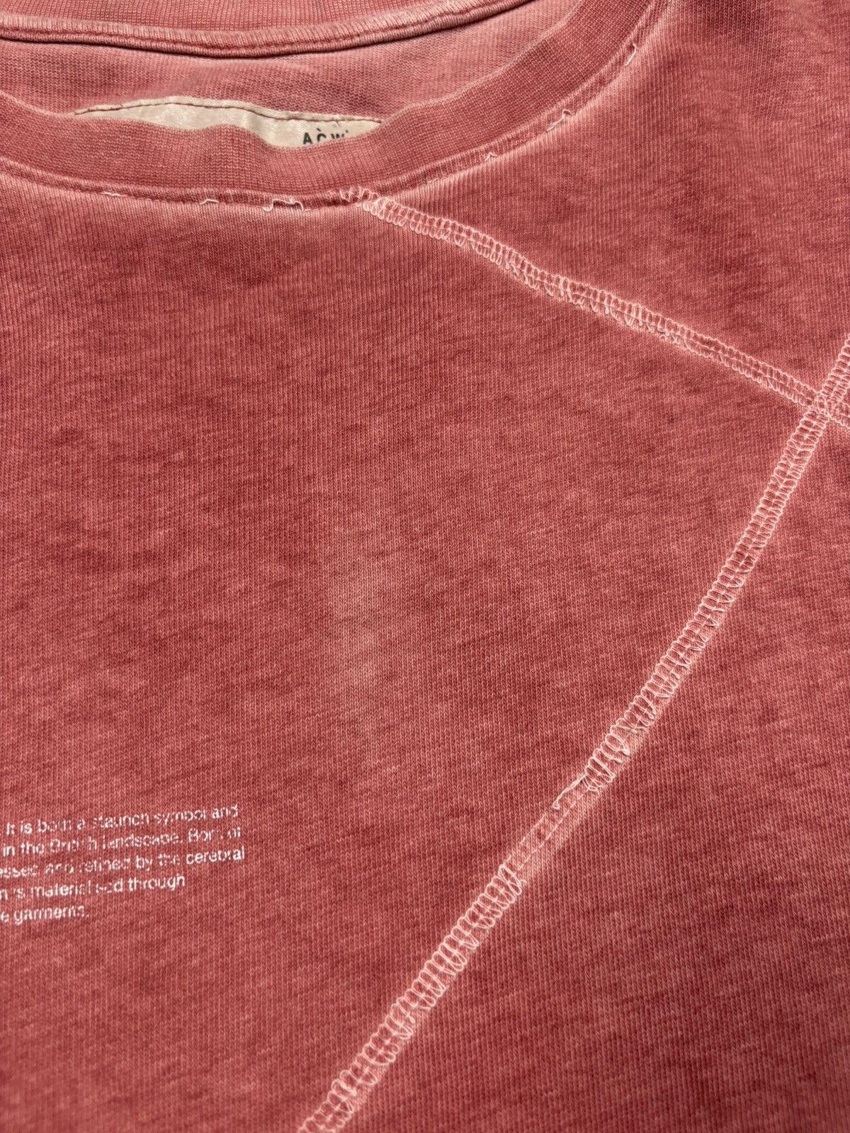 A-COLD-WALL* A-Cold-Wall Distressed T-Shirt Washed Red Asymmetric Seam Size US L / EU 52-54 / 3 - 9 Thumbnail