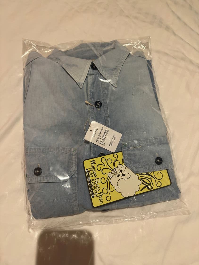 Kapital KAPITAL Chambray BONE Patch Ventilator Work Shirt Size US L / EU 52-54 / 3 - 2 Thumbnail