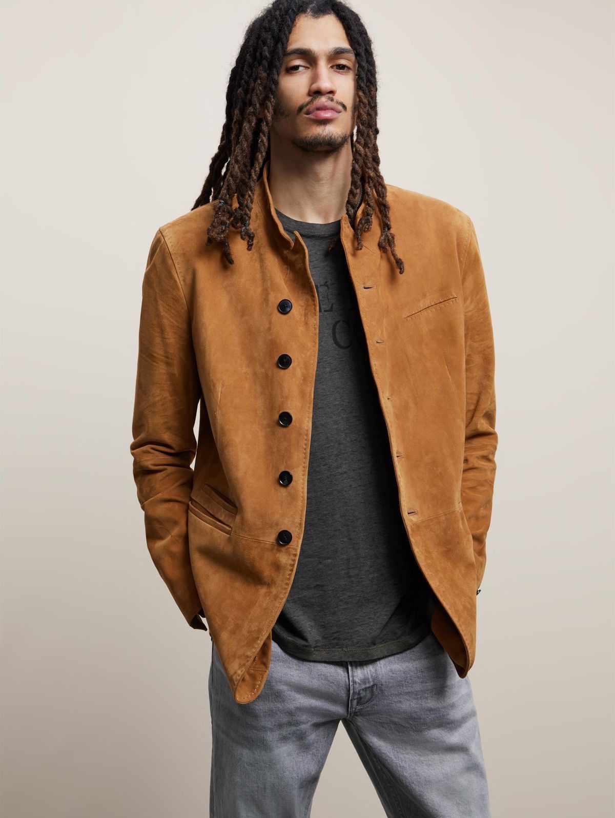 John Varvatos Varick Multibutton Suede Jacket EU 48 USA 38 Size US M / EU 48-50 / 2 - 1 Thumbnail