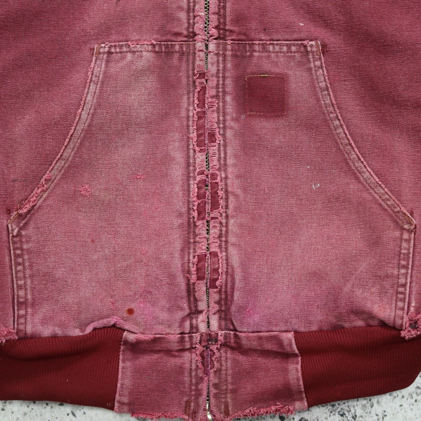 THRASHED Vintage Carhartt J68 CRI Crimson Faded Red Jacket