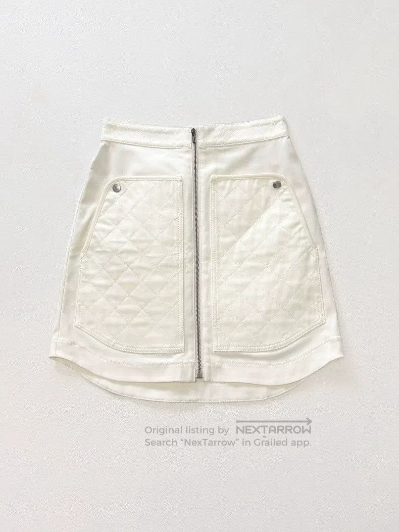 Hermes Hermes White Diamond Pattern Zipper Skirt Size 24" / US 00 / IT 34 - 1 Thumbnail