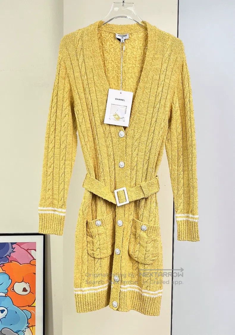 Chanel Chanel 22P chick yellow knitted belt dress Size XS / US 0-2 / IT 36-38 - 2 Thumbnail