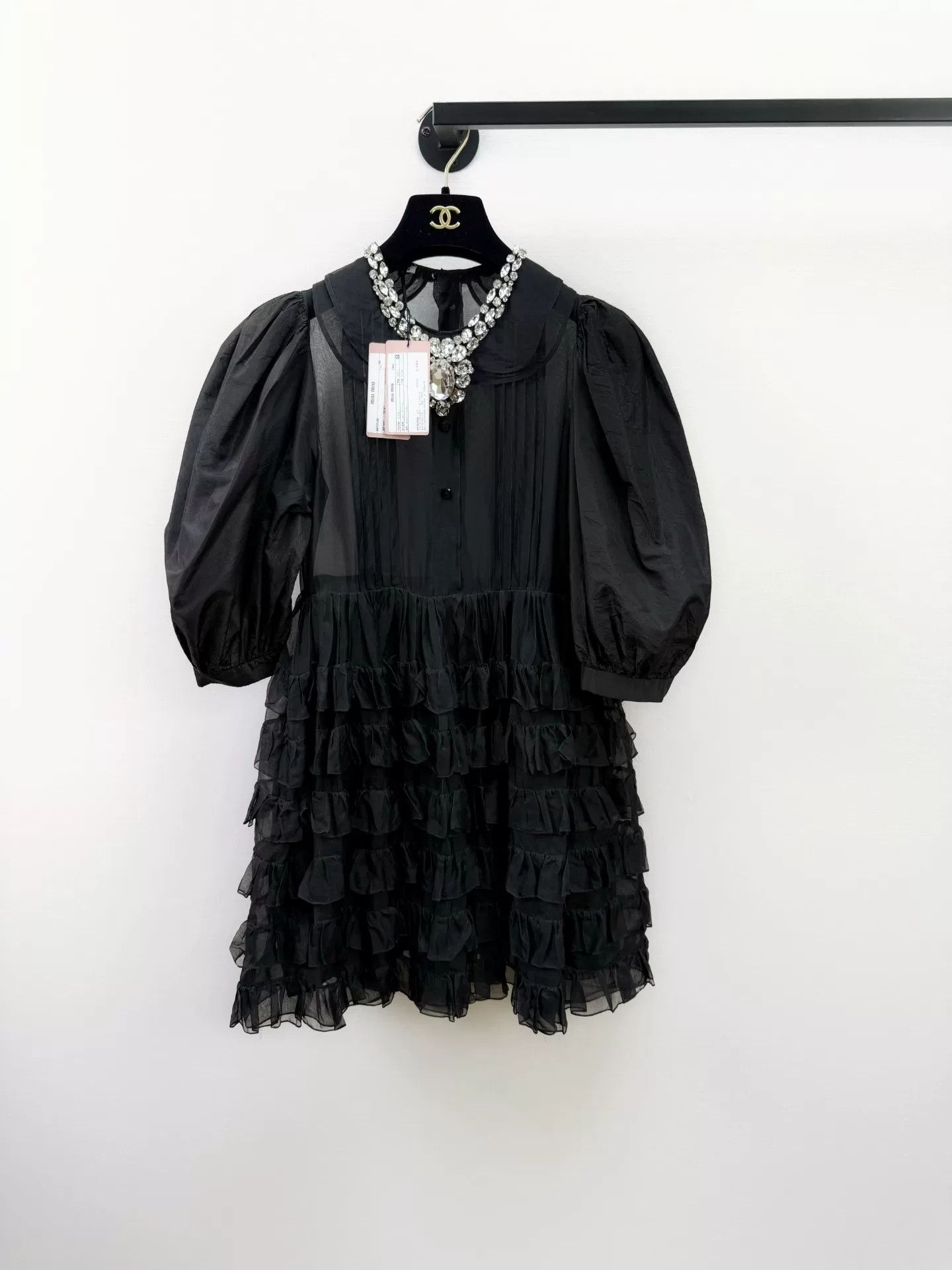 Miu Miu miumiu black silk rhinestone dress with tags Size US M / EU 48-50 / 2 - 1 Thumbnail