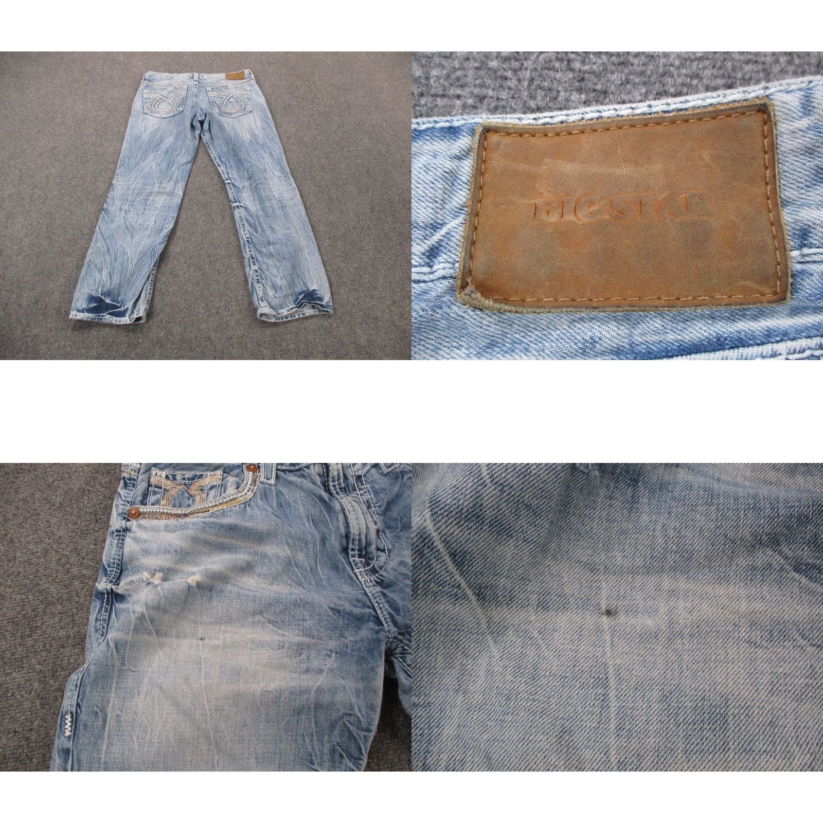 Vintage BIG STAR Jeans Mens 36 Straight Distressed Blue Denim 31in Inseam Casual Buckle Previous Tag Buckle Size US 36 / EU 52 - 9 Thumbnail