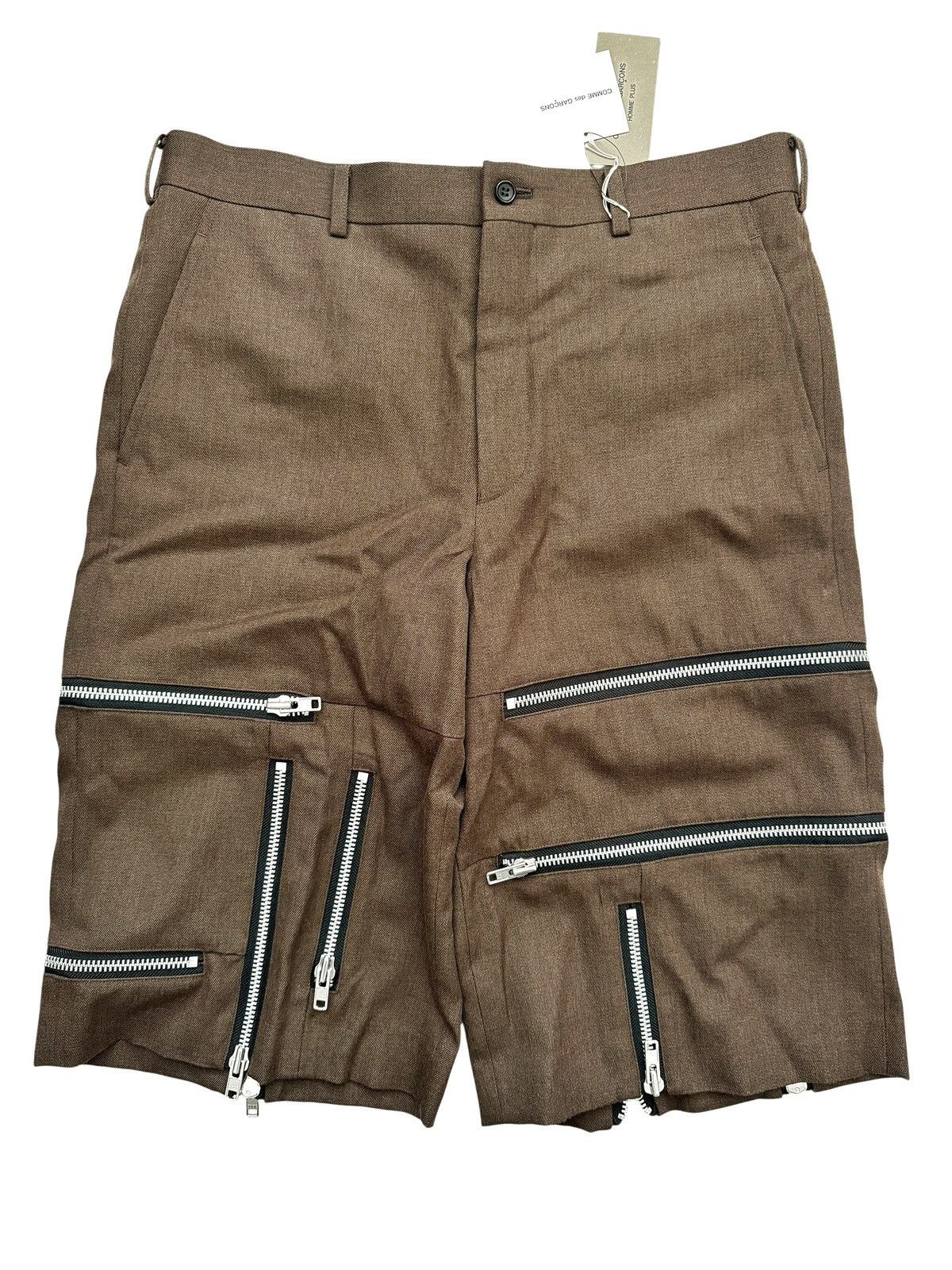 Comme des Garcons Homme Plus (XL) 2025 Brown Zip Detail Shorts Size US 34 / EU 50 - 1 Thumbnail