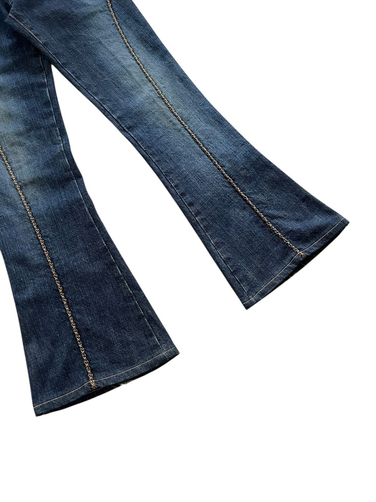 Obelisk 1990s Obelisk Stitching Flare Denim Leather Trim Size US 30 / EU 46 - 5 Thumbnail