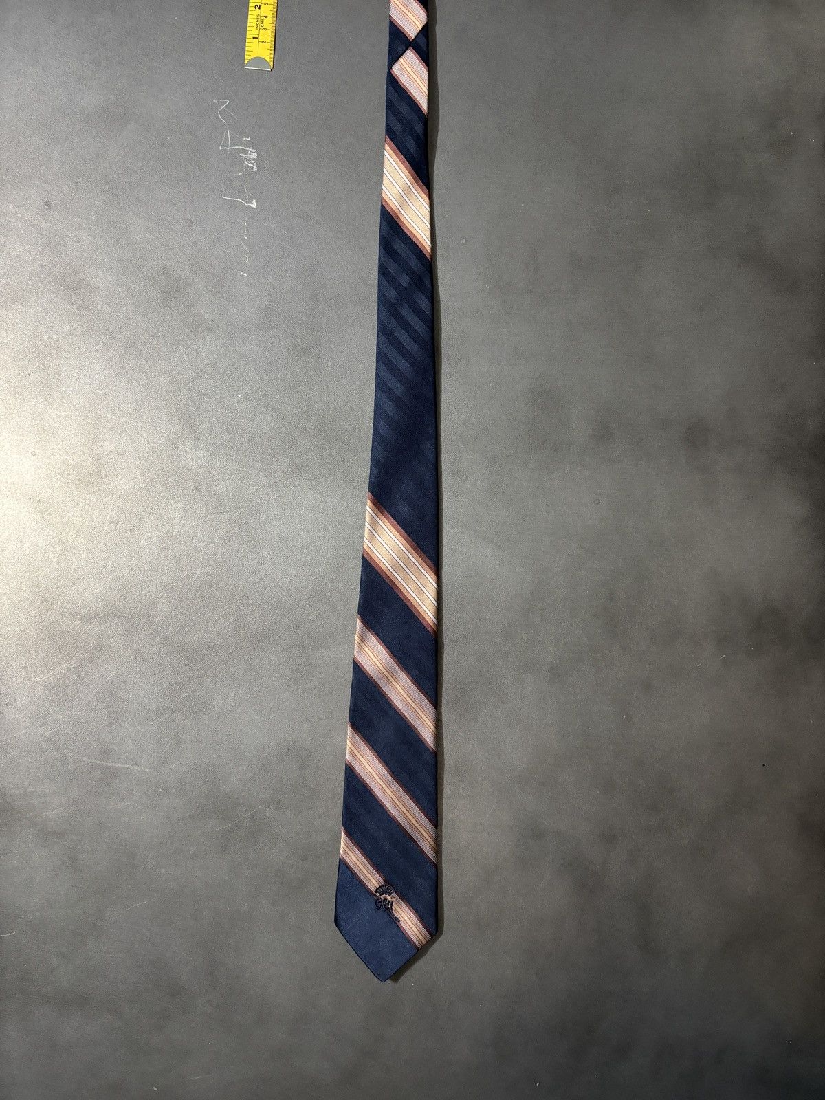 Vintage Vintage Striped Tie Embroidered Stripe Polyester Necktie Size ONE SIZE - 4 Thumbnail