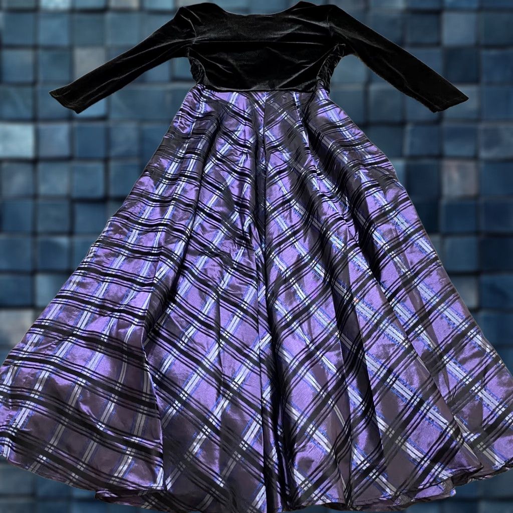 Coldwater Creek Coldwater Creek Dress Womens 3/4 Sleeve Black Velvet Plaid Midi A-Line Fit & Flare 6 XS?? Size M / US 6-8 / IT 42-44 - 1 Thumbnail