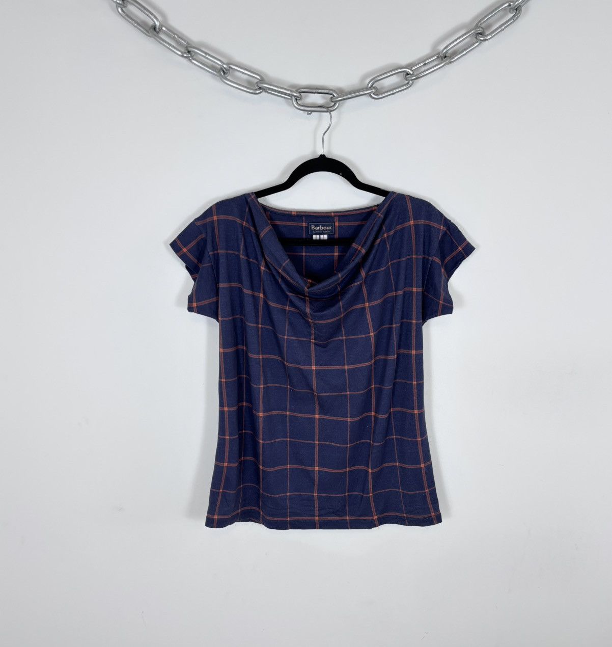 Barbour Barbour Summer Tartan Women’s Navy Blue T-Shirt Blouse Top Size M / US 6-8 / IT 42-44 - 1 Thumbnail