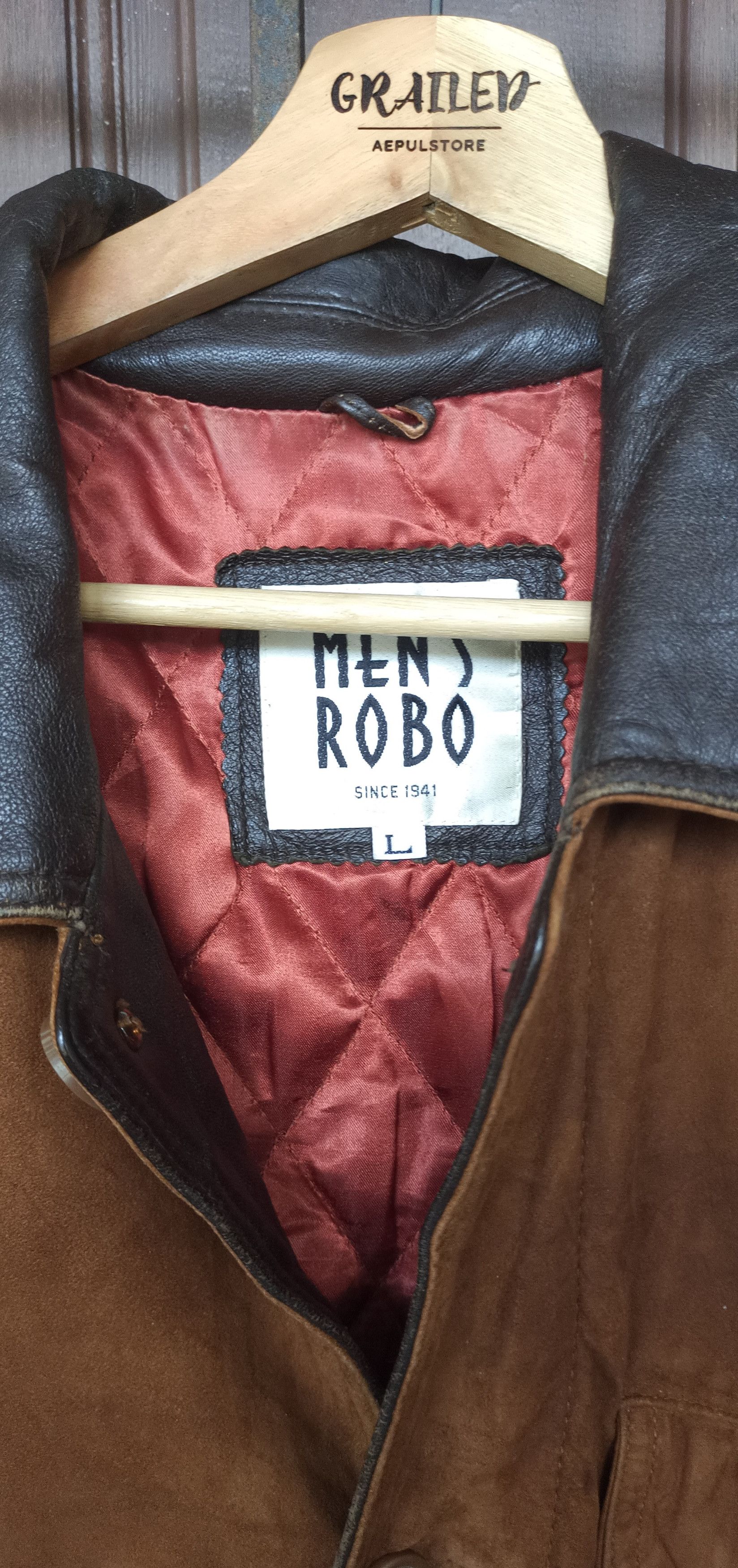 Japanese Brand Mens Robo Sueded Leather Lined Jacket Size US L / EU 52-54 / 3 - 8 Thumbnail